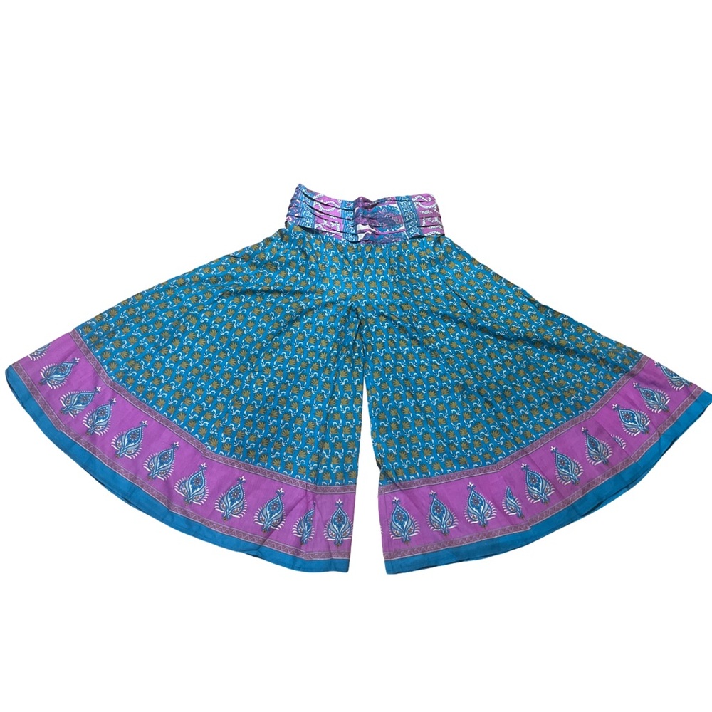 Bohemian Purple and Green Wide Leg Pants Made in India - Picture 2 of 8